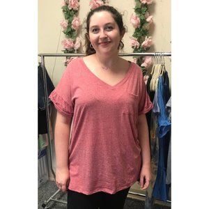 Sew in Love Boyfriend Pocket Top Tee, Red